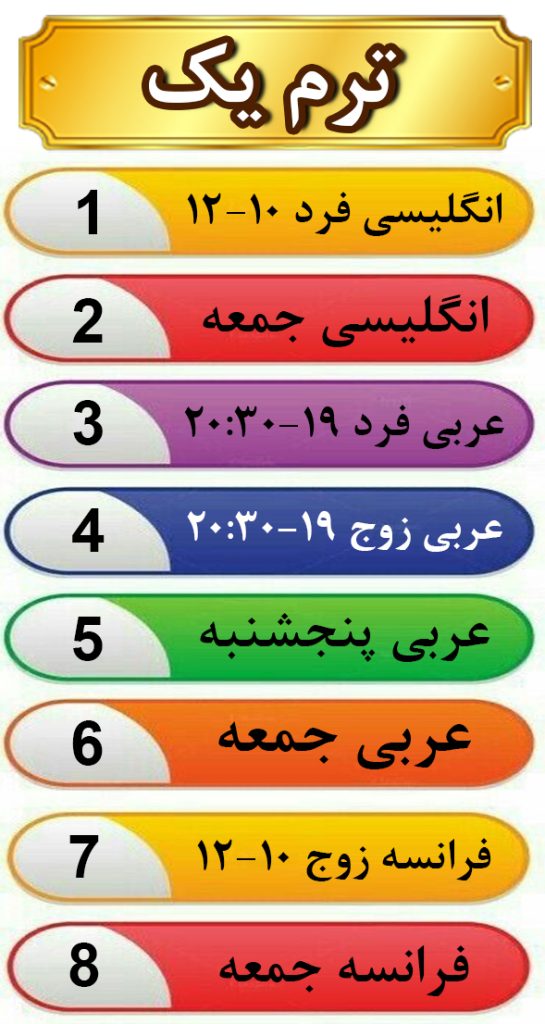 شروع ترم یک زبان انگلیسی مشهد